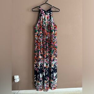 Eliza J Floral Print Maxi Halter Dress